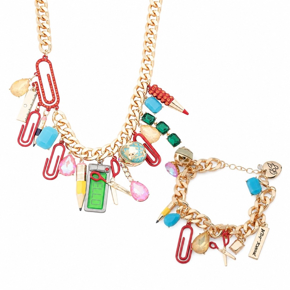 Betsey Johnson Jewelry Set - Teacher School Necklace AND matching Bracelet